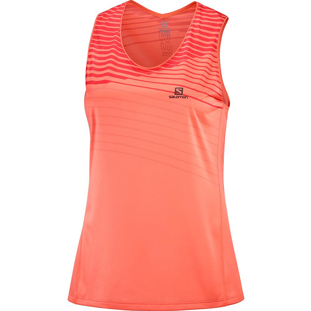 Camisetas Salomon Mujer Rojas Naranjas - Salomon Argentina SENSE W,731409-THB